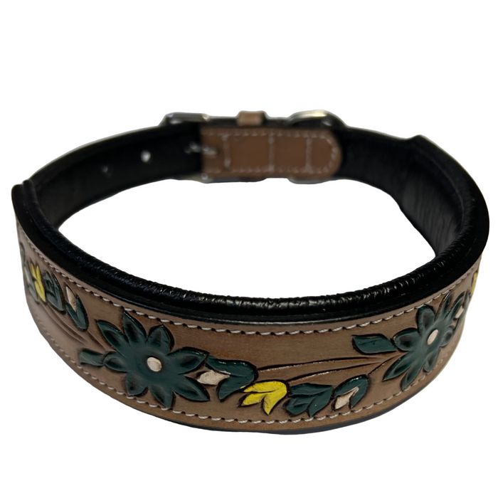 Carved and Beaded Leather Dog Collar AE9167 - Dog.Dog.Cat.