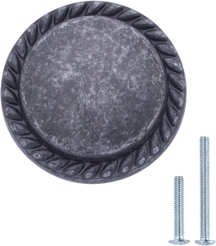 AmazonBasics AB900AS10 Cabinet Knob 1.25in Diameter Antique Silver 25Pack