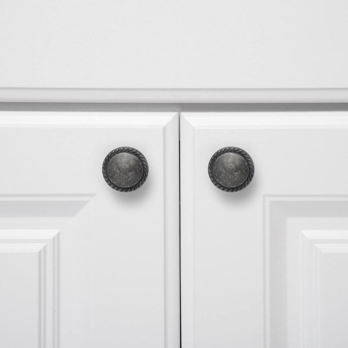 AmazonBasics AB900AS10 Cabinet Knob 1.25in Diameter Antique Silver 25Pack