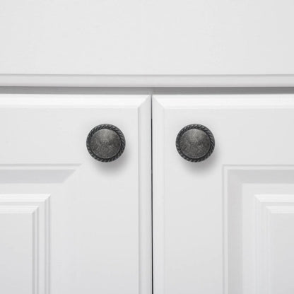 AmazonBasics AB900AS10 Cabinet Knob 1.25in Diameter Antique Silver 25Pack