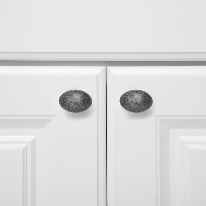 AmazonBasics Football Cabinet Knob 1.38in Diameter Antique Silver 10Pack