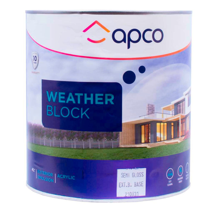 Apco Weatherblock Semi Gloss Acrylic Extra Bright Base 4L