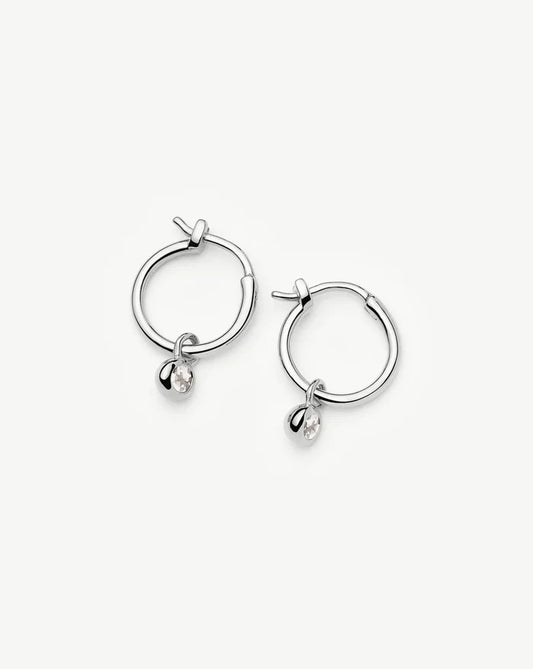 April Birthstone Mini Charm Hoop Earrings | Sterling Silver/Crystal Earrings Missoma