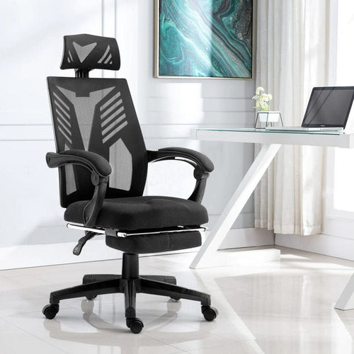 Artiss Mesh Office Chair Recliner Black -Home Living Store - -