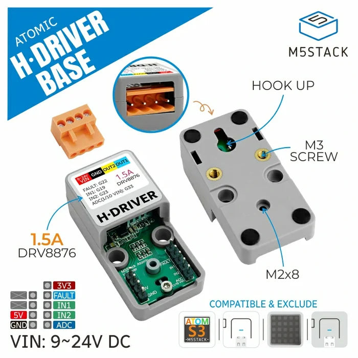 ATOMIC H-Bridge Driver Base (DRV8876) - m5stack-store