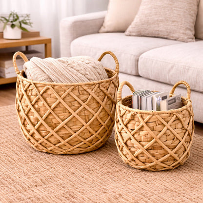 Azalea Handwoven Water Hyacinth Basket Set (Set of 2)