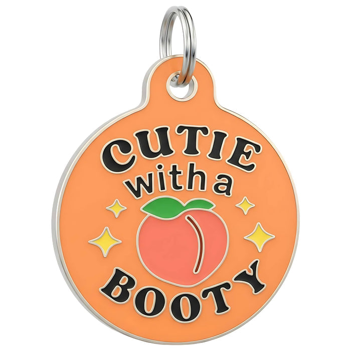 Bad Tags - Enamel Dog Tag w/ Scannable Pet ID - Cutie with a Booty - Dog.Dog.Cat.