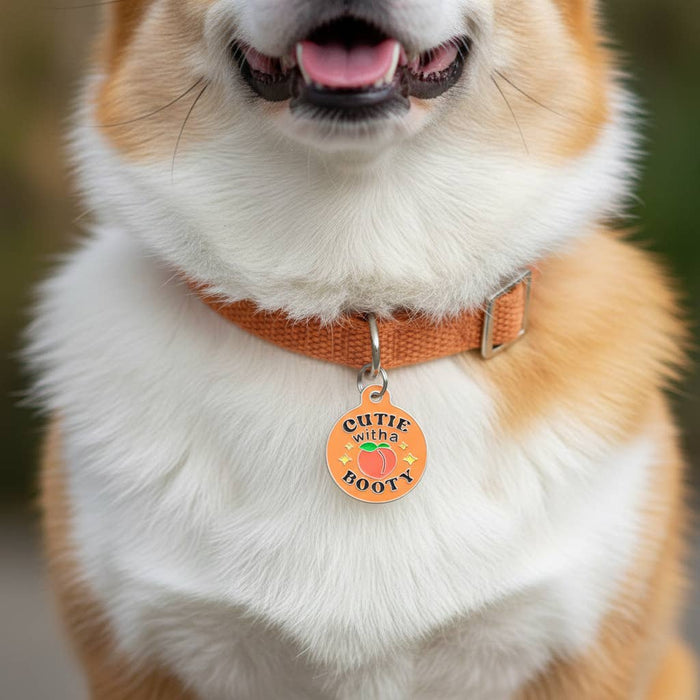 Bad Tags - Enamel Dog Tag w/ Scannable Pet ID - Cutie with a Booty - Dog.Dog.Cat.