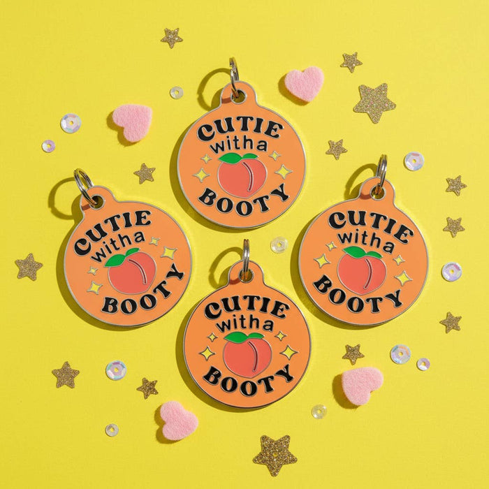 Bad Tags - Enamel Dog Tag w/ Scannable Pet ID - Cutie with a Booty - Dog.Dog.Cat.