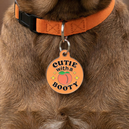 Bad Tags - Enamel Dog Tag w/ Scannable Pet ID - Cutie with a Booty - Dog.Dog.Cat.