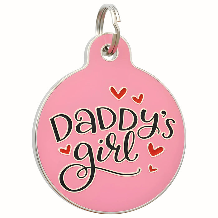 Bad Tags - Pink Enamel Dog Tag with Digital Pet ID - Daddy's Girl - Dog.Dog.Cat.
