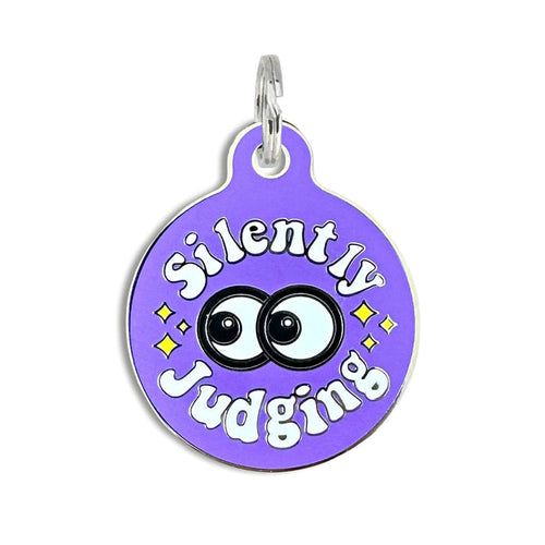 Bad Tags - Personalized Dog Tag Tag w/Scannable Code - Silently Judging - Dog.Dog.Cat.