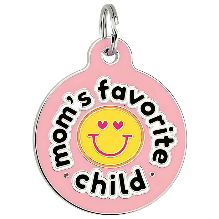 Bad Tags Mom's Fave Child Enamel Dog ID Tag - Pink Hard Enamel Pet Tag - Dog.Dog.Cat.