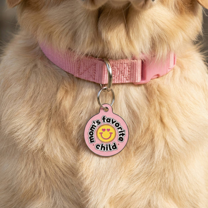 Bad Tags Mom's Fave Child Enamel Dog ID Tag - Pink Hard Enamel Pet Tag - Dog.Dog.Cat.