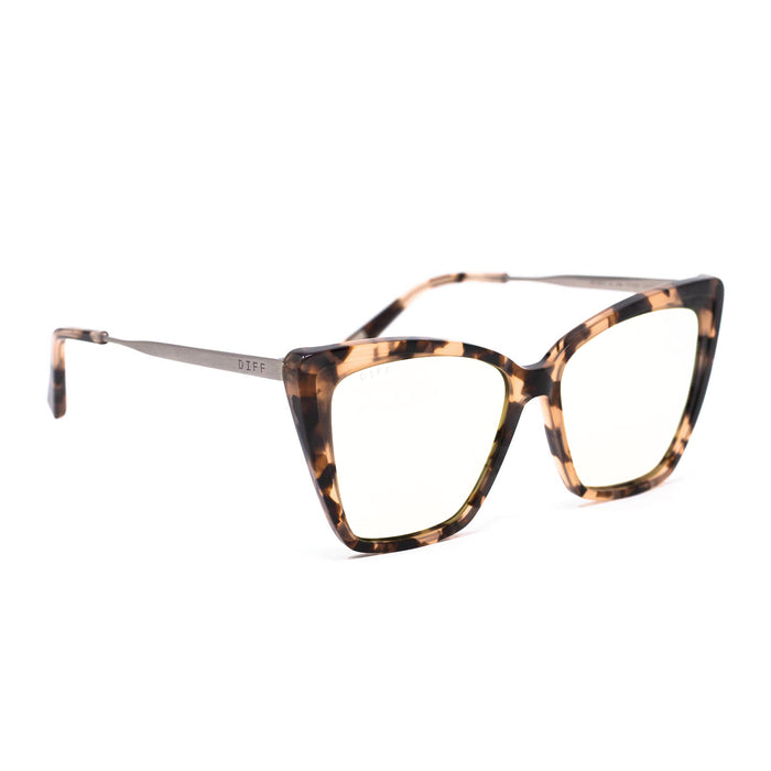 diff eyewear becky ii cat eye prescription glasses with a himalayan tortoise acetate frame angled view