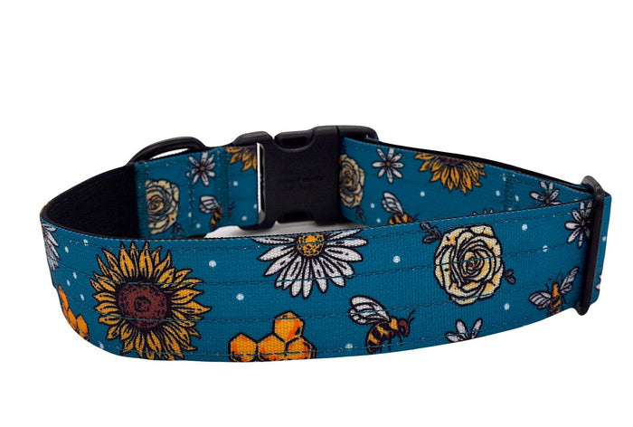 Bees Knees Teal Dog Collar - Dog.Dog.Cat.