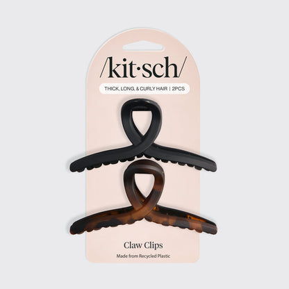 KITSCH Black & Tort Loop Claw Clips 2pc Set Large - packaging flat lay