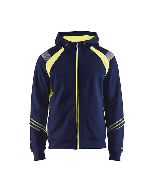 Blaklader Hoodie With Full-Zip - Navy/Yellow | 3433