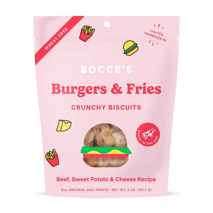 Bocce's Bakery Burgers & Fries Dog Treats, 5 oz
