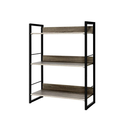 Bookshelf Display Shelves Metal Bookcase Wooden Book Shelf Wall Storage -Home Living Store - -