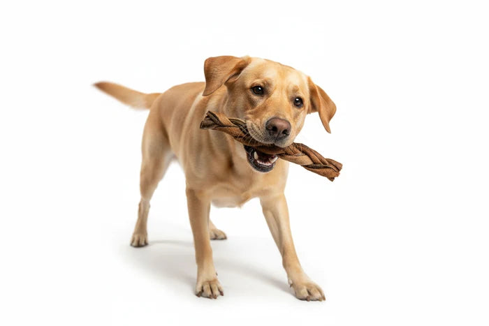 Braided Collagen Dog Chews 12" - Natural Long-Lasting Treats with Fur - Dog.Dog.Cat.