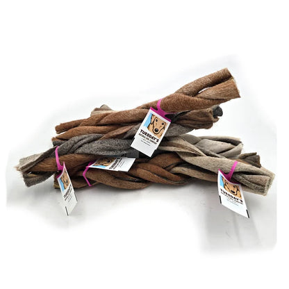 Braided Collagen Dog Chews 12" - Natural Long-Lasting Treats with Fur - Dog.Dog.Cat.