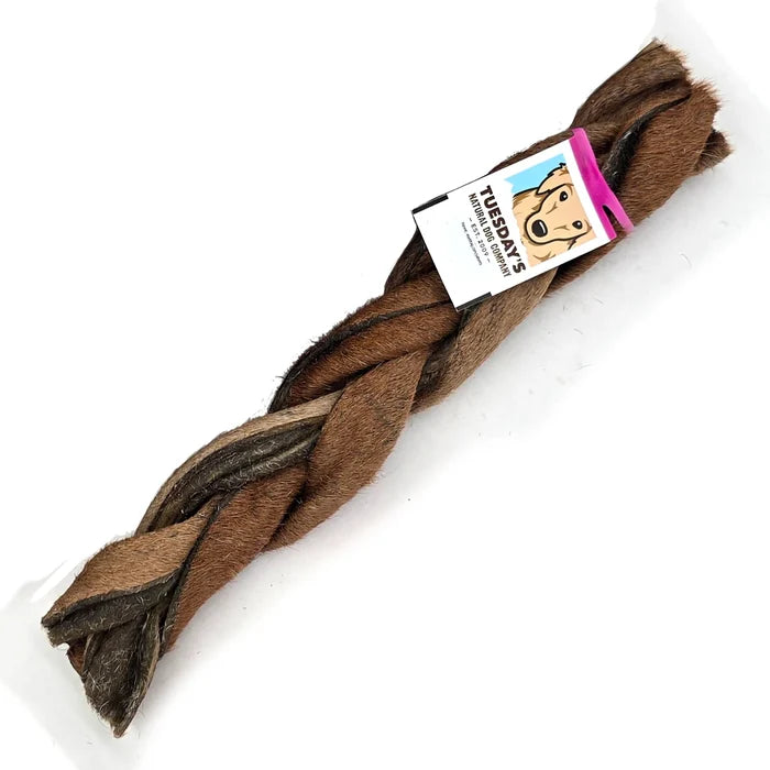 Braided Collagen Dog Chews 12" - Natural Long-Lasting Treats with Fur - Dog.Dog.Cat.