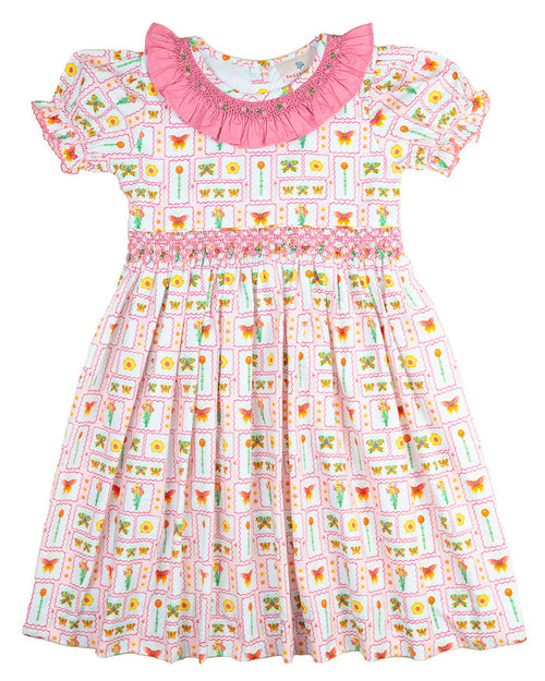Butterfly Garden Smocked Jenny Dress