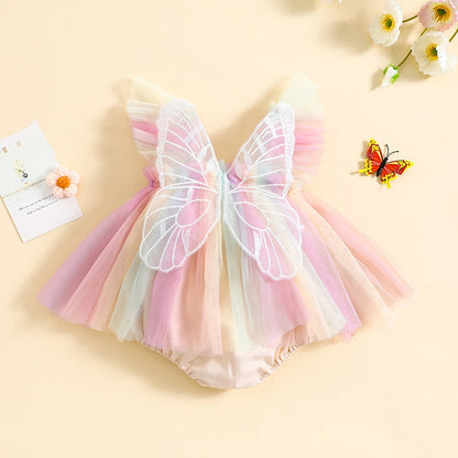 BUTTERFLY Rainbow Tulle Romper Dress