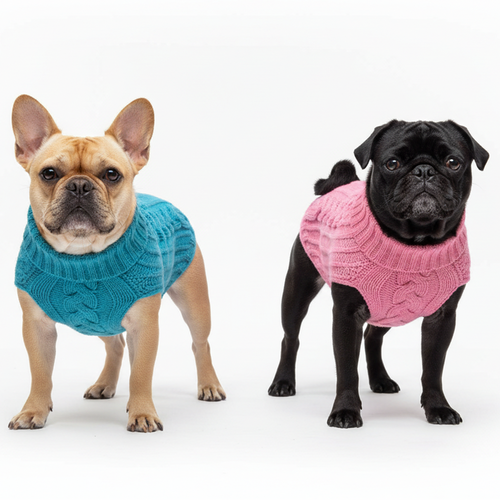 Cable Knit Sweaters - Blue and Pink
