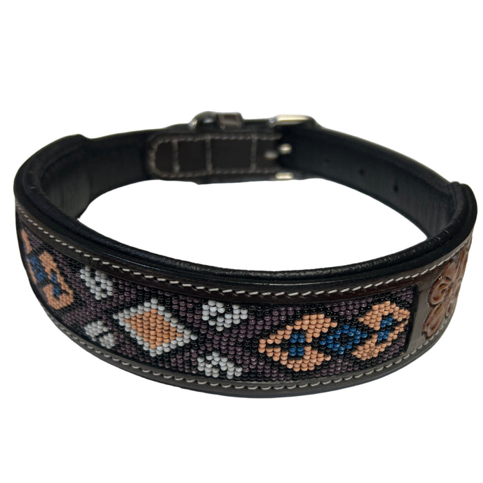 Carved and Beaded Leather Dog Collar AE9214 Grape - Dog.Dog.Cat.