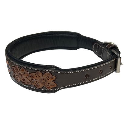Carved and Beaded Leather Dog Collar AE9214 Grape - Dog.Dog.Cat.