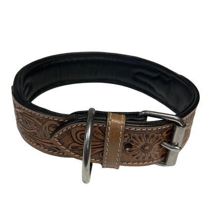 Carved and Beaded Leather Dog Collar AE9251 - Dog.Dog.Cat.