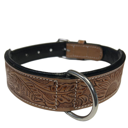 Carved and Beaded Leather Dog Collar AE9262 - Dog.Dog.Cat.