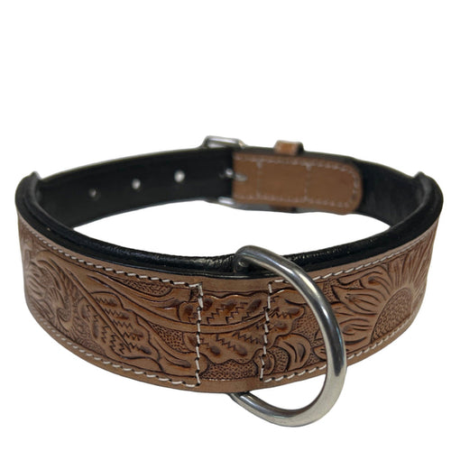 Carved and Beaded Leather Dog Collar AE9262 - Dog.Dog.Cat.
