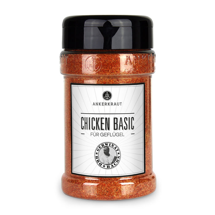 Chicken Basic von Ankerkraut im Gewürzstreuer vor weißem Hintergrund.