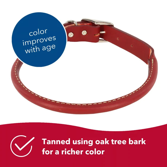 Coastal Pet Circle T Round Leather Dog Collar - Rolled Leather - Dog.Dog.Cat.