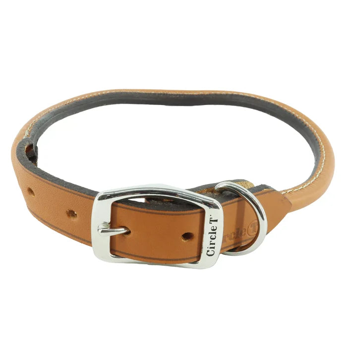 Coastal Pet Circle T Round Leather Dog Collar - Rolled Leather - Dog.Dog.Cat.