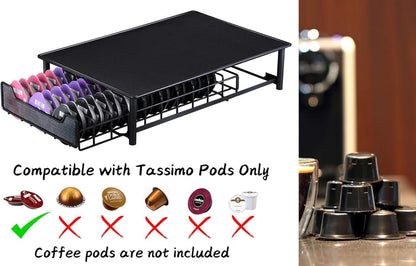 Coffee Capsule Storage Drawer and Coffee Machine Stand for Tassimo Pods | EXTS120-60 | Black
