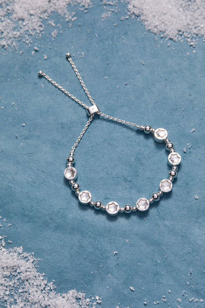 Crystal Snowflake Beaded Bolo Bracelet