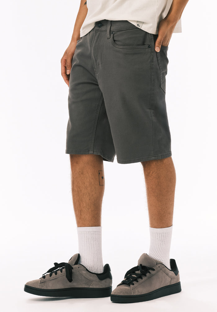 Buffalo Men Shorts Grey Denim Denim Shorts Stretch Soft Cotton Relaxed Straight Fit