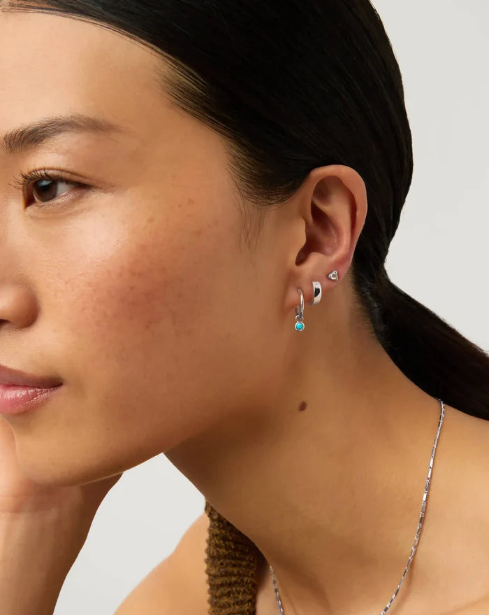December Birthstone Mini Charm Hoop Earrings | Sterling Silver/Turquoise Magnesite Earrings Missoma