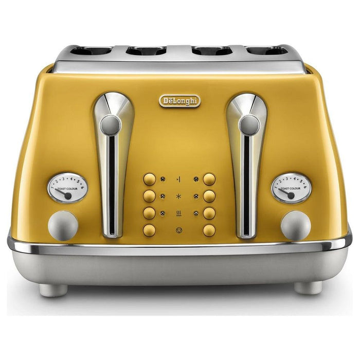 DeLonghi Icona 1800W 4 Slice Toaster - Yellow | CTOC4003.Y from DID Electrical - guaranteed Irish, guaranteed quality service. (6890804510908)