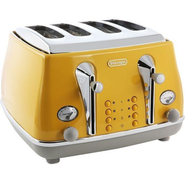 DeLonghi Icona 1800W 4 Slice Toaster - Yellow | CTOC4003.Y from DID Electrical - guaranteed Irish, guaranteed quality service. (6890804510908)