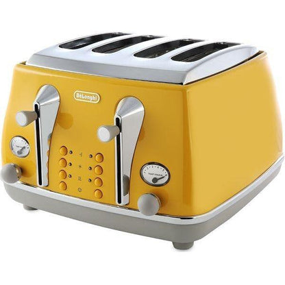 DeLonghi Icona 1800W 4 Slice Toaster - Yellow | CTOC4003.Y from DID Electrical - guaranteed Irish, guaranteed quality service. (6890804510908)