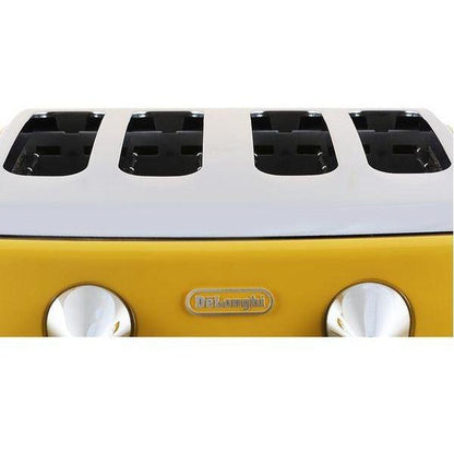 DeLonghi Icona 1800W 4 Slice Toaster - Yellow | CTOC4003.Y from DID Electrical - guaranteed Irish, guaranteed quality service. (6890804510908)