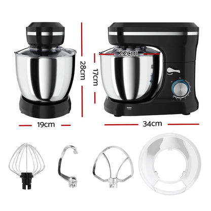 Devanti 3in1 Stand Mixer 8 Speed 5L Mix Master 400W Black - Devanti