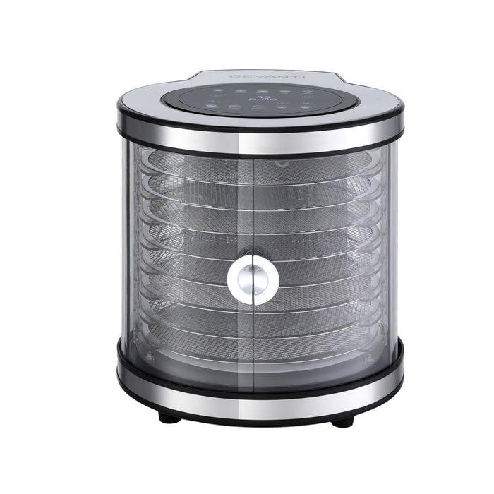 Devanti 8 Trays Food Dehydrator Stainless Steel Auto-Rotate 10 Programs 700W - Devanti