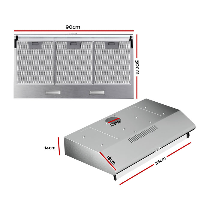 Devanti 900mm Range Hood 90cm Rangehood Stainless Steel - Devanti