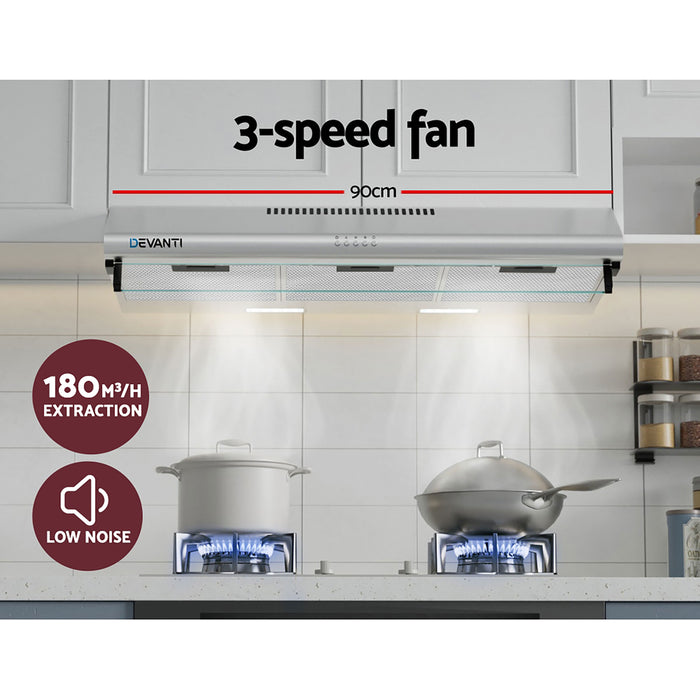 Devanti 900mm Range Hood 90cm Rangehood Stainless Steel - Devanti